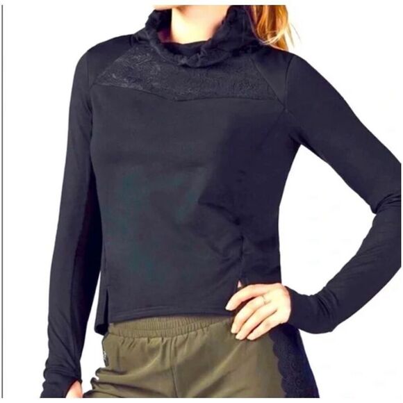 Fabletics Black Lace Detail Cowl Jolie Sweatshirt XL - Picture 2 of 8